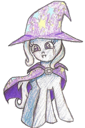 Size: 511x765 | Tagged: safe, artist:wrath-marionphauna, trixie, pony, g4, broken, colored pencil drawing, crying, female, sad, simple background, smiling, solo, traditional art, transparent background