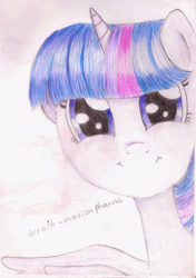 Size: 2052x2921 | Tagged: safe, artist:wrath-marionphauna, twilight sparkle, alicorn, pony, g4, big eyes, colored pencil drawing, cute, female, high res, smiling, solo, traditional art, twiabetes, twilight sparkle (alicorn)