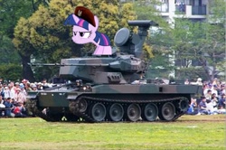Size: 1024x679 | Tagged: safe, edit, twilight sparkle, pony, g4, irl, photo, ponies in real life, tank (vehicle)