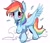 Size: 1867x1600 | Tagged: safe, artist:amo, rainbow dash, pegasus, pony, g4, cute, dashabetes, female, rainbow dash is best facemaker, raised hoof, simple background, solo, spread wings, unshorn fetlocks, white background, wings