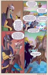 Size: 2301x3549 | Tagged: safe, artist:darlyjay, discord, draconequus, comic:discord's story, g4, apple, armchair, chair, chaos, comic, discorded landscape, food, high res, house, pipe, smoke, smoking, tl;dr, tree