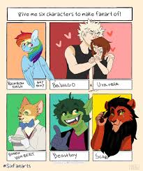 Size: 205x245 | Tagged: safe, artist:amweuvu, rainbow dash, human, pegasus, anthro, g4, the last problem, anthro with ponies, bowtie, bust, clothes, crossover, eye scar, female, hat, katsuki bakugou, male, mare, my hero academia, ochako uraraka, open mouth, picture for breezies, scar, scar (the lion king), six fanarts, smiling, the cat returns