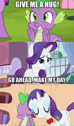 Size: 532x904 | Tagged: safe, edit, edited screencap, screencap, pinkie pie, rarity, spike, twilight sparkle, horse play, secret of my excess, spike at your service, comic, female, male, op is a swan, shipping, sparity, spikelove, straight