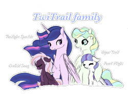 Size: 1014x770 | Tagged: safe, artist:twinklecometyt, twilight sparkle, vapor trail, oc, oc:orchid song, oc:pearl flight, alicorn, pegasus, pony, g4, female, filly, lesbian, magical lesbian spawn, offspring, parent:twilight sparkle, parent:vapor trail, parents:vaporlight, simple background, transparent background, twilight sparkle (alicorn), vaporlight