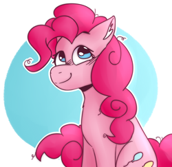 Size: 1886x1830 | Tagged: safe, artist:baneenix, pinkie pie, earth pony, pony, g4, abstract background, circle background, cute, diapinkes, ear fluff, female, mare, sitting, smiling, solo