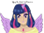 Size: 562x412 | Tagged: safe, artist:wrath-marionphauna, twilight sparkle, alicorn, human, g4, digital art, female, horn, horned humanization, humanized, jewelry, makeup, necklace, simple background, solo, transparent background, winged humanization, wings