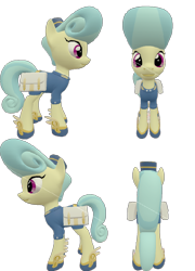Size: 488x678 | Tagged: safe, artist:topsangtheman, golden hooves (g4), earth pony, pony, g4, 3d, female, looking at you, reference sheet, simple background, solo, source filmmaker, transparent background