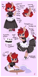 Size: 800x1600 | Tagged: safe, artist:ipun, oc, oc only, oc:melissa, anthro, arm hooves, chess, chibi, clothes, cupcake, food, friendship cafe, maid, solo