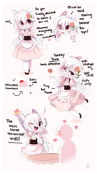 Size: 800x1434 | Tagged: safe, artist:ipun, oc, oc only, oc:snowberry, pegasus, anthro, arm hooves, chibi, clothes, friendship cafe, maid, solo