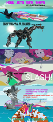 Size: 521x1199 | Tagged: safe, artist:electrahybrida, derpibooru exclusive, edit, edited screencap, screencap, fluttershy, pinkie pie, rainbow dash, rarity, sci-twi, sunset shimmer, twilight sparkle, comic:how jets sink ships, equestria girls, equestria girls specials, g4, my little pony equestria girls: better together, my little pony equestria girls: spring breakdown, bayformers, boat, comic, crossover, f-22 raptor, fighter plane, it's not the air force, lockheed corporation, luxe deluxe, ship, starscream, starscream vs rainbow dash, transformers, transformers (2007), yacht
