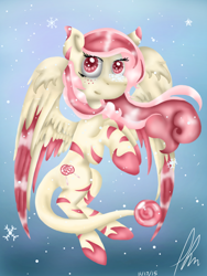 Size: 768x1024 | Tagged: safe, artist:llaurm34, oc, oc only, oc:candy cane, pegasus, pony, flying, pegasus oc, solo, wings