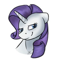 Size: 2000x2000 | Tagged: safe, artist:jellysketch, rarity, pony, unicorn, g4, bust, female, high res, looking at you, simple background, smiling, smiling at you, solo, white background