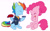 Size: 2547x1584 | Tagged: safe, artist:chub-wub, pinkie pie, rainbow dash, earth pony, pegasus, pony, g4, my little pony: friendship is magic, the last problem, alternate hairstyle, clothes, disappearing ink, eyes closed, female, hoof hold, jacket, laughing, mare, missing cutie mark, older, older pinkie pie, older rainbow dash, open mouth, prank, simple background, sitting, white background, whoopee cushion