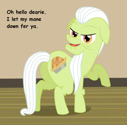 Size: 2535x2500 | Tagged: safe, artist:birdco, granny smith, earth pony, pony, g4, alternate hairstyle, butt, female, high res, lidded eyes, looking back, loose hair, plot, raised hoof, solo