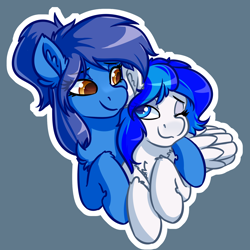 Size: 4000x4000 | Tagged: safe, artist:witchtaunter, oc, earth pony, pegasus, pony, absurd resolution, cuddling, simple background