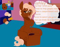 Size: 1121x876 | Tagged: safe, artist:nootaz, oc, oc:ashley, object pony, original species, pony, toilet pony, but why, male, ponified, simpsons did it, the simpsons, toilet, why