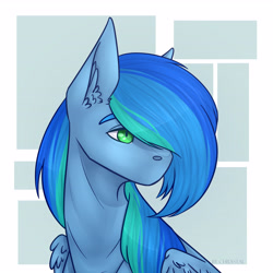 Size: 4724x4724 | Tagged: safe, artist:chrystal_company, oc, oc only, pegasus, pony, abstract background, bust, ear fluff, pegasus oc, solo, wings