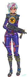 Size: 908x2500 | Tagged: safe, artist:starwantrix, trixie, human, g4, gun, humanized, warhammer (game), weapon