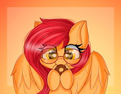 Size: 5155x3996 | Tagged: safe, artist:janelearts, oc, oc only, pegasus, pony, absurd resolution, chibi, donut, female, food, glasses, mare, solo
