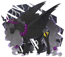 Size: 1024x888 | Tagged: safe, artist:sadelinav, oc, oc only, oc:lightning queen, alicorn, pony, crooked horn, female, horn, mare, ow the edge, solo