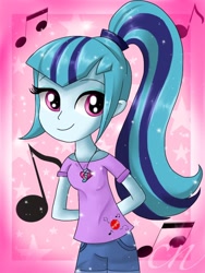 Size: 768x1024 | Tagged: safe, artist:sunshineshiny, sonata dusk, equestria girls, g4, cute, female, music notes, solo, sonatabetes, stars