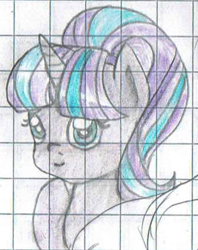 Size: 458x577 | Tagged: safe, artist:wrath-marionphauna, starlight glimmer, pony, g4, colored pencil drawing, evil starlight, female, sketch, smiling, solo, traditional art