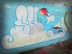 Size: 600x450 | Tagged: safe, rainbow dash, g4, argentina, cloud, graffiti, irl, photo