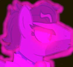 Size: 1159x1067 | Tagged: safe, artist:mellow91, edit, edited screencap, screencap, doctor caballeron, oc, oc only, oc:nephyre, pony, g4, black background, glowing eyes, male possessed by female, pink, pink eyes, possessed, simple background, solo