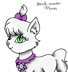 Size: 391x415 | Tagged: safe, artist:wrath-marionphauna, opalescence, cat, g4, alternate style, bow, cute, digital art, female, hair bow, jewelry, necklace, simple background, solo