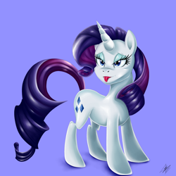 Size: 2000x2000 | Tagged: safe, artist:shadowartbrony, rarity, pony, unicorn, g4, digital art, female, high res, makeup, simple background, solo, tongue out