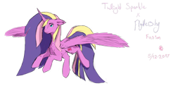 Size: 1900x1080 | Tagged: safe, artist:totallyadorito, fluttershy, twilight sparkle, alicorn, pony, g4, female, fusion, solo, twilight sparkle (alicorn)