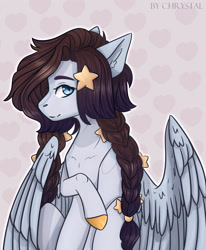 Size: 2205x2677 | Tagged: safe, artist:chrystal_company, oc, oc only, pegasus, pony, braid, colored hooves, high res, pegasus oc, raised hoof, solo, wings