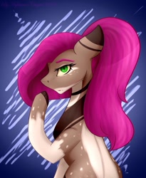 Size: 1606x1956 | Tagged: safe, artist:chrystal_company, oc, oc only, earth pony, pony, abstract background, colored hooves, earth pony oc, raised hoof, solo