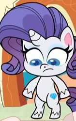 Size: 321x511 | Tagged: safe, edit, screencap, rarity, pony, unicorn, badge of shame, g4.5, my little pony: pony life, bipedal, cropped, female, looking down, mare, solo