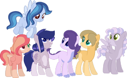 Size: 1920x1180 | Tagged: safe, artist:lui-akita, artist:puppygirl1682, oc, oc only, oc:chocolate pear, oc:cloud chaser, oc:cosmos astro sparkle, oc:holly blue agate, oc:peach & creme, oc:pixie styx pie, dracony, earth pony, hybrid, pegasus, pony, base used, female, interspecies offspring, male, mare, next generation, offspring, parent:applejack, parent:big macintosh, parent:caramel, parent:flash sentry, parent:fluttershy, parent:pinkie pie, parent:pokey pierce, parent:rainbow dash, parent:rarity, parent:soarin', parent:spike, parent:twilight sparkle, parents:carajack, parents:flashlight, parents:fluttermac, parents:pokeypie, parents:soarindash, parents:sparity, simple background, stallion, transparent background