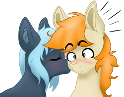 Size: 4000x3158 | Tagged: artist needed, safe, oc, oc only, oc:mariana, oc:pizzamovies, original species, pony, shark, shark pony, blushing, female, kissing, mare, shipping, simple background, transparent background