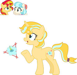 Size: 2009x1964 | Tagged: safe, artist:littlejurnalina, coco pommel, sunset shimmer, oc, pony, unicorn, g4, female, magical lesbian spawn, mare, offspring, parent:coco pommel, parent:sunset shimmer, simple background, transparent background