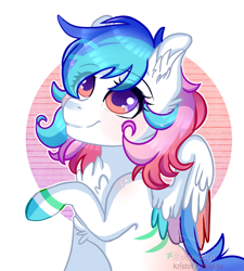 Size: 2252x2500 | Tagged: safe, artist:2pandita, oc, oc only, pegasus, pony, bust, colored wings, female, high res, mare, multicolored wings, portrait, solo, wings