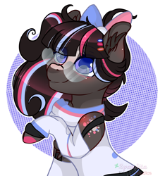 Size: 2336x2500 | Tagged: safe, artist:2pandita, part of a set, oc, oc only, earth pony, pony, clothes, commission, female, high res, mare, raised hoof, sitting, smiling, solo, sunglasses, ych result