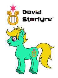Size: 948x1280 | Tagged: safe, artist:starponys87, oc, oc only, oc:david starlyre, earth pony, pony, asperger's syndrome, autism, cool, lyre, male, musical instrument, simple background, stallion, stars, white background