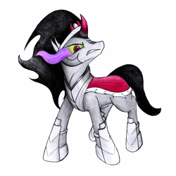 Size: 2470x2468 | Tagged: safe, artist:backgrounds-ponies, derpibooru exclusive, king sombra, pony, unicorn, g4, commission, commissioner:reversalmushroom, high res, looking at you, simple background, traditional art, white background