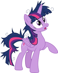 Size: 3000x3797 | Tagged: safe, artist:cloudy glow, twilight sparkle, alicorn, pony, g4, the last problem, .ai available, cutie mark, female, frazzled, high res, mare, messy mane, open mouth, raised hoof, simple background, solo, transparent background, twilight sparkle (alicorn), vector