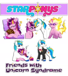 Size: 1280x1427 | Tagged: safe, artist:mr-tiaa, artist:starponys87, oc, oc only, oc:nightlight, oc:nightlight sparkleheart, oc:white night, oc:white night shiningheart, pony, rapidash, unicorn, affection, agent, angry, asperger's syndrome, autism, autism spectrum disorder, bbbff, best friends, best friends forever, bff, big brother, book, burning, clothes, crying, female, fire, geek, glasses, glowing eyes, glowing horn, horn, hug, james bond, little sister, love, male, mare, meganekko, meltdown, messy hair, messy mane, nerd, neurodivergent, neurotypical, not shining armor, not twilight sparkle, nuzzling, parody, pokémon, secret agent, shipping, sleeping, spy, stallion, stars, suit, tuxedo, unicorn oc