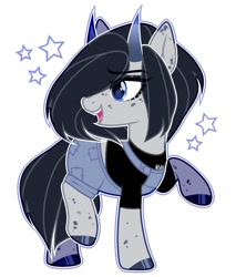 Size: 1024x1203 | Tagged: safe, artist:toffeelavender, oc, oc only, earth pony, pony, base used, clothes, commission, female, horns, mare, overalls, shirt, simple background, solo, white background