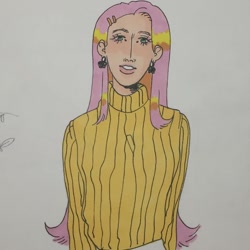 Size: 1080x1080 | Tagged: safe, artist:wacdonals, fluttershy, human, g4, bust, clothes, ear piercing, female, humanized, piercing, solo, traditional art