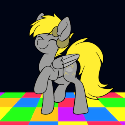Size: 1000x1000 | Tagged: source needed, safe, artist:scarlet-spectrum, oc, oc:snuggle, pegasus, pony, animated, dancing, happy, male, stallion