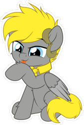 Size: 736x1086 | Tagged: source needed, safe, artist:jhayarr23, oc, oc only, oc:snuggle, pegasus, pony, licking, pegasus oc, simple background, sitting, solo, tongue out, transparent background, wings
