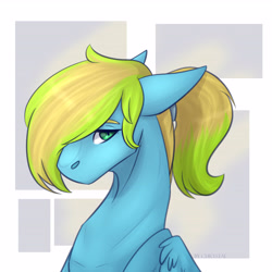 Size: 4724x4724 | Tagged: safe, artist:chrystal_company, oc, oc only, pegasus, pony, abstract background, bust, pegasus oc, solo, wings