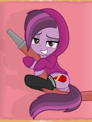 Size: 2152x2862 | Tagged: safe, artist:chomakony, oc, oc only, oc:ruby geminis, earth pony, pony, alternate clothes, bed, bedroom eyes, butt, clothes, earth pony oc, featureless crotch, female, high res, hoodie, hose, lidded eyes, looking at you, lying down, mare, plot, show accurate, smiling, socks, solo, sweatshirt, vector