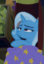 Size: 932x1352 | Tagged: safe, screencap, trixie, pony, unicorn, g4, road to friendship, blanket, cropped, tired